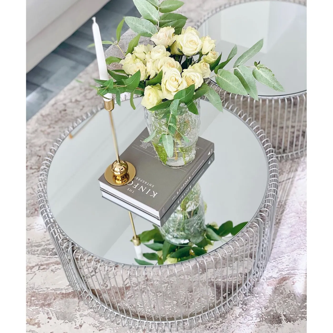 KARE Design Table Basse Wire Argente (2/Set)