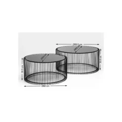 KARE Design Table Basse Wire Argente (2/Set)