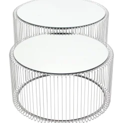 KARE Design Table Basse Wire Argente (2/Set)