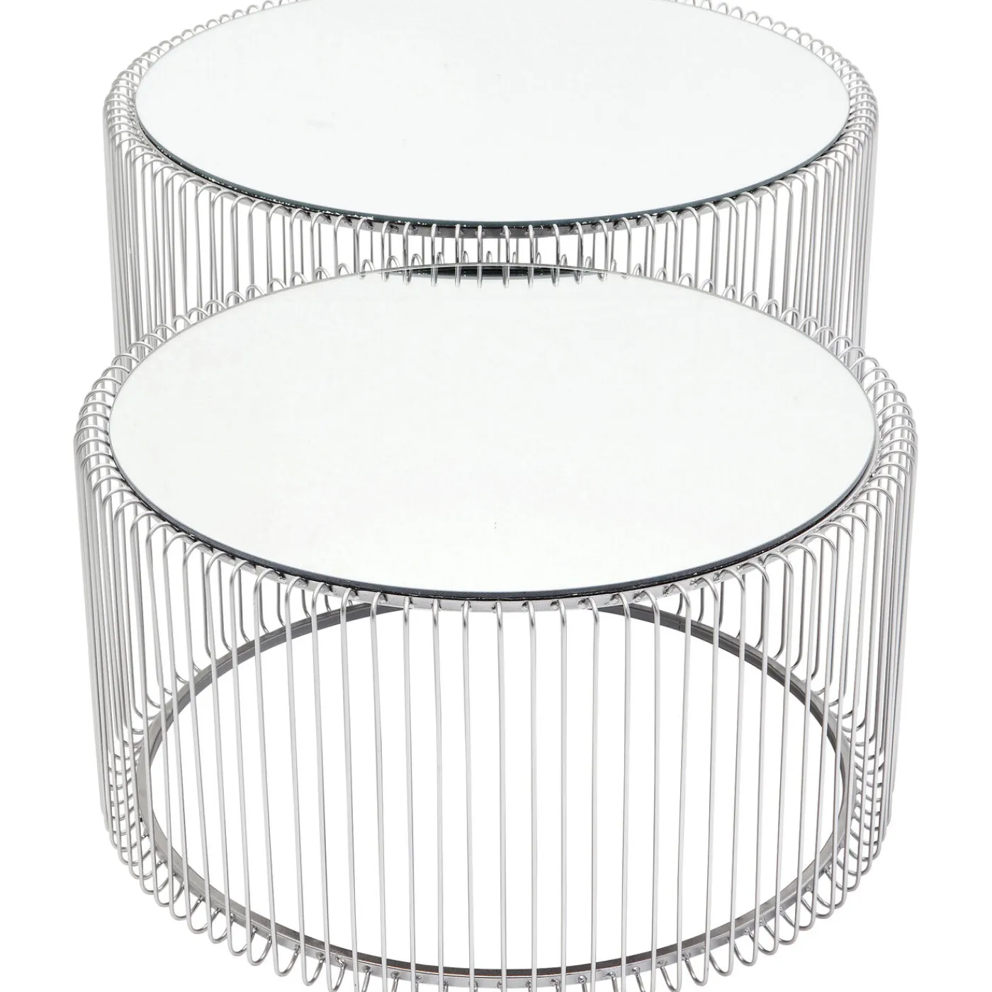 KARE Design Table Basse Wire Argente (2/Set)
