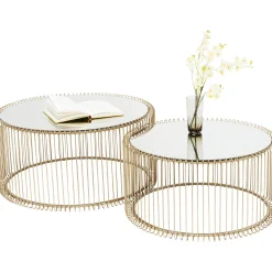 KARE Design Table Basse Wire Laiton (2/Set)