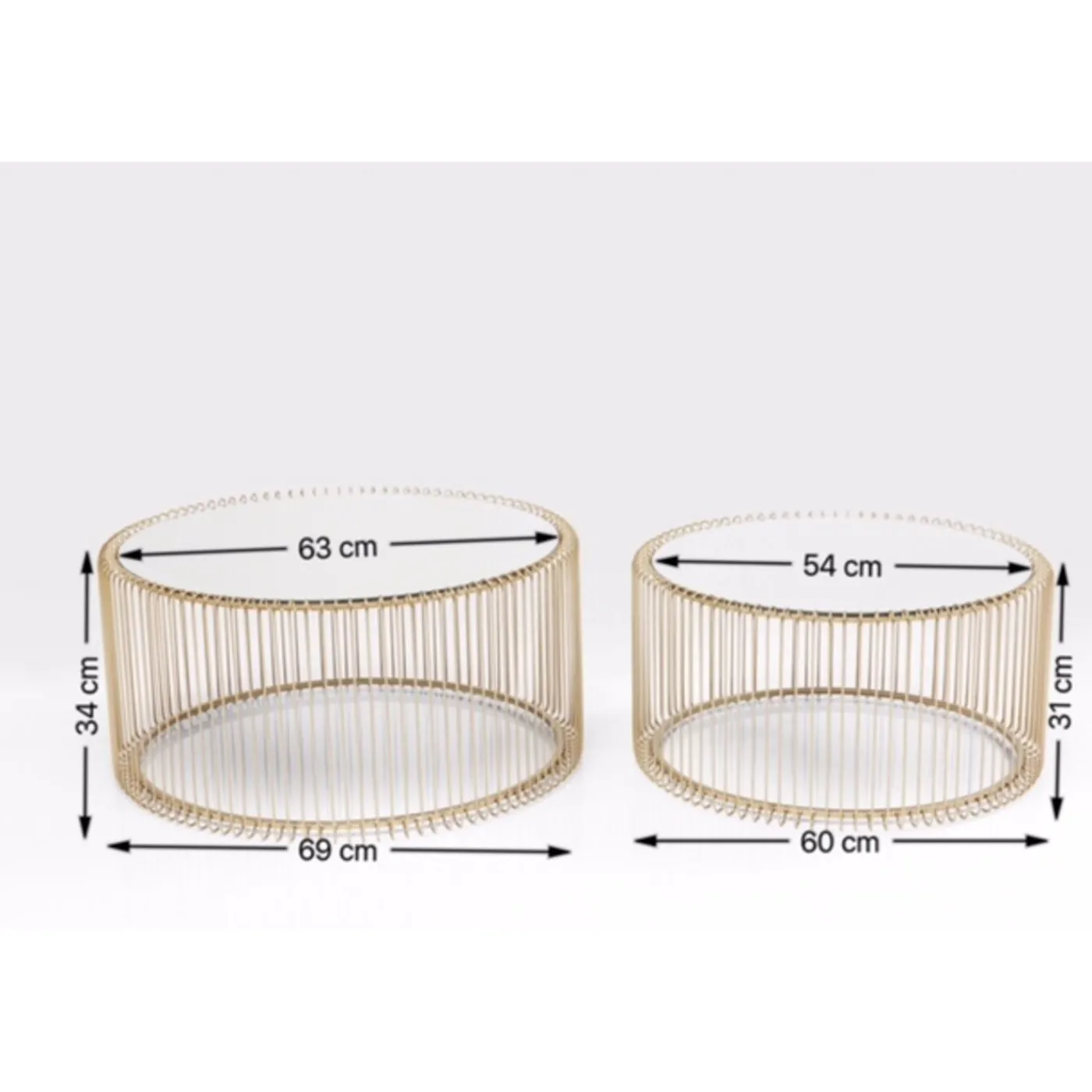 KARE Design Table Basse Wire Laiton (2/Set)