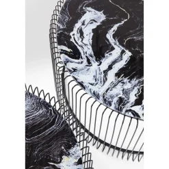 KARE Design Table Basse Wire Noir/Verre Décor Marbre (2/Set)