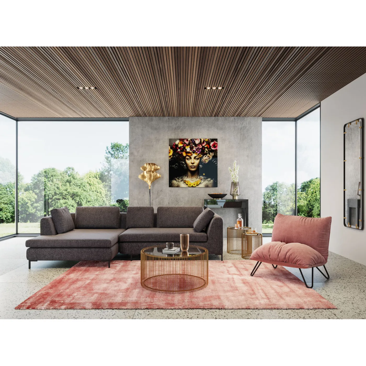 KARE Design Table Basse Wire Uno Laiton O80Cm