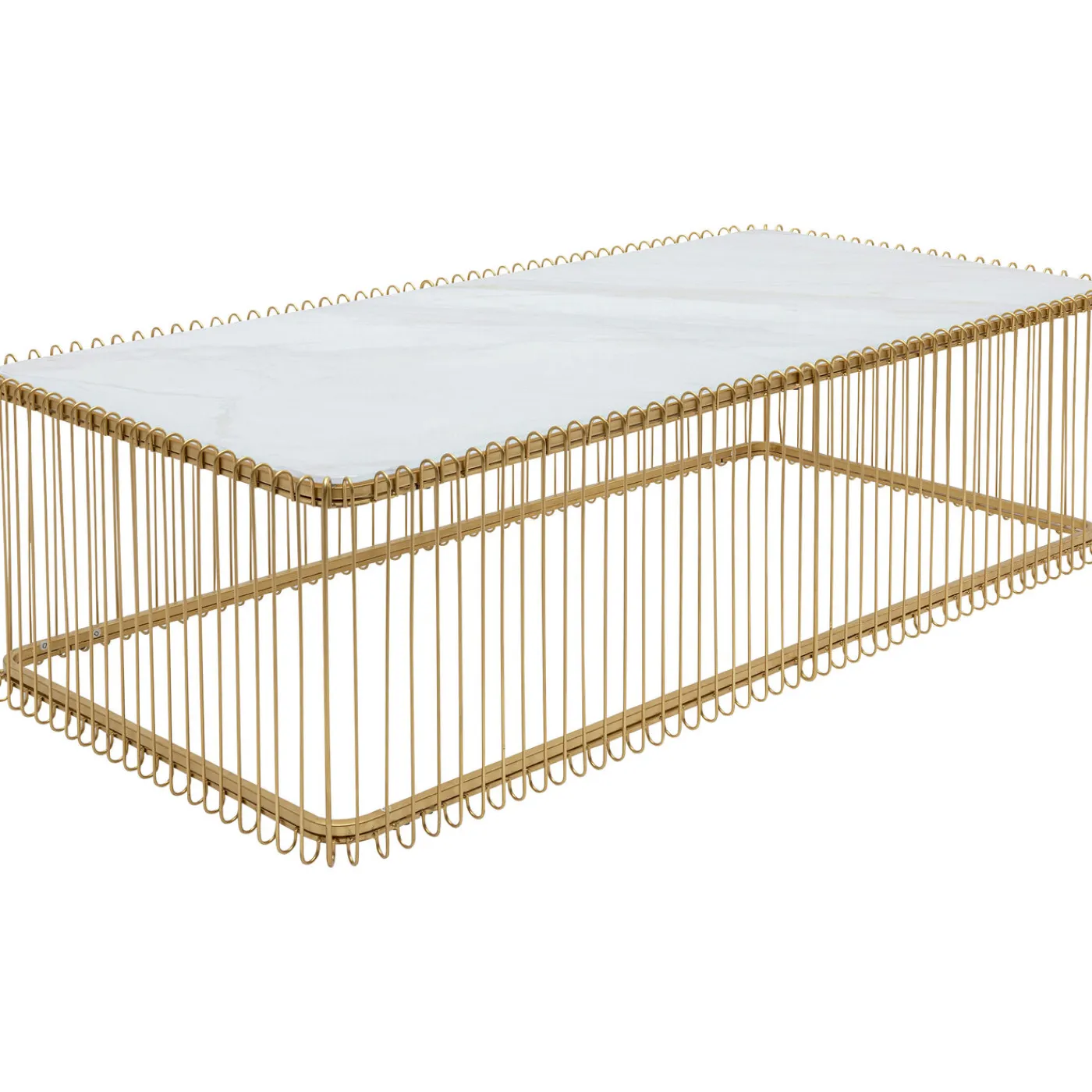 KARE Design Table Basse Wire Verre Marbre Blanc 145X70Cm