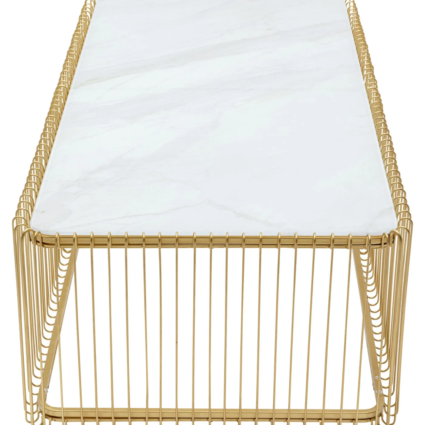 KARE Design Table Basse Wire Verre Marbre Blanc 145X70Cm