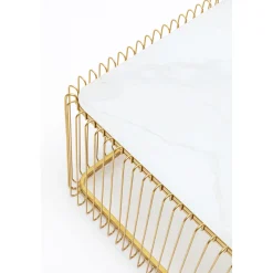 KARE Design Table Basse Wire Verre Marbre Blanc 145X70Cm