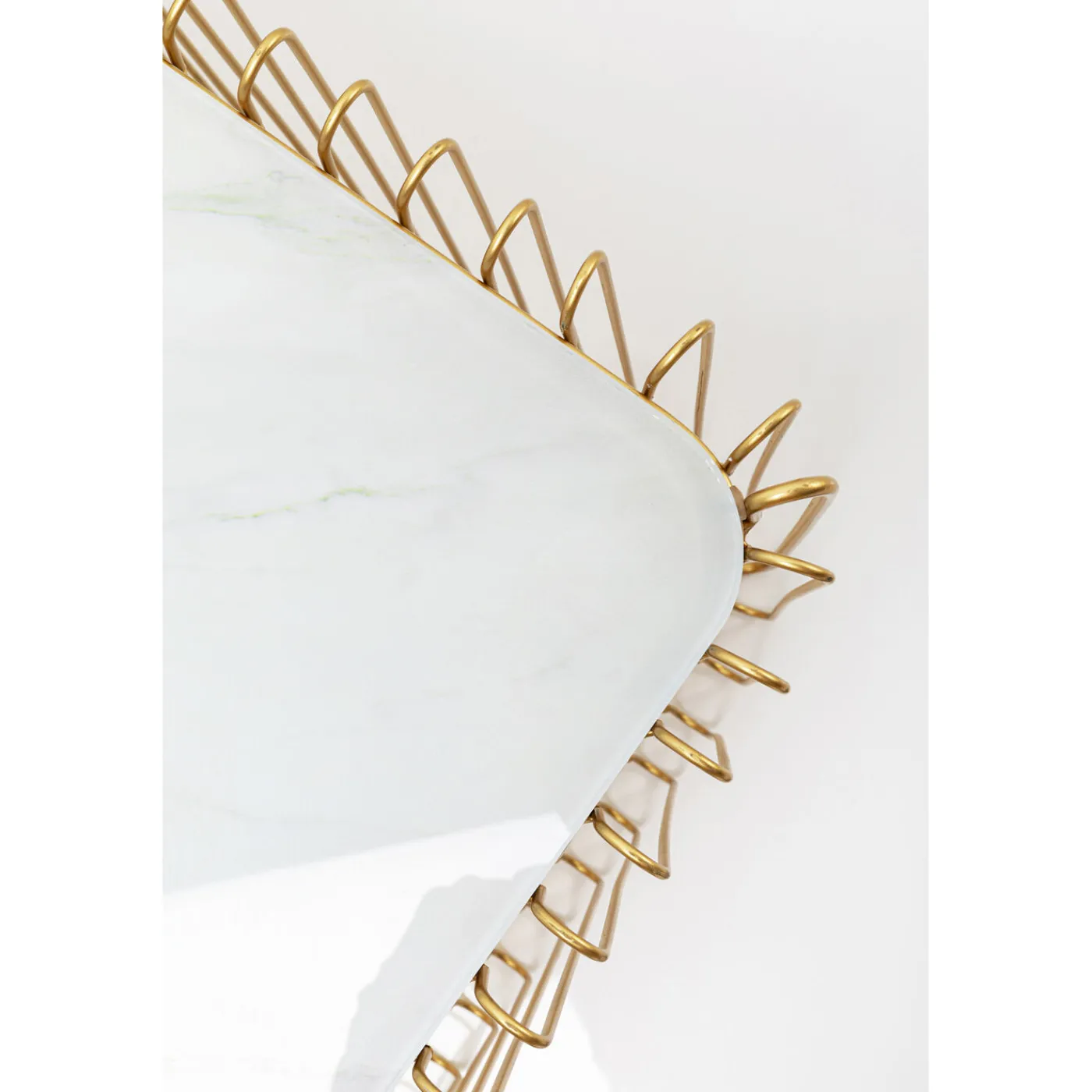 KARE Design Table Basse Wire Verre Marbre Blanc 145X70Cm