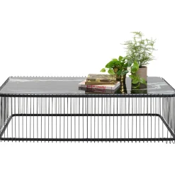 KARE Design Table Basse Wire Verre Marbre Noir 145X70Cm