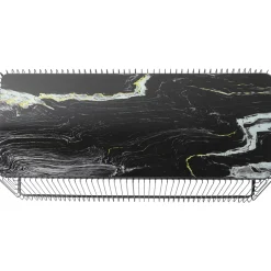 KARE Design Table Basse Wire Verre Marbre Noir 145X70Cm
