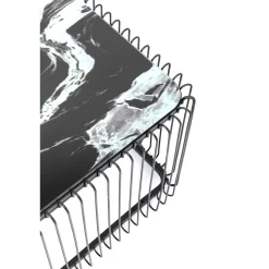 KARE Design Table Basse Wire Verre Marbre Noir 145X70Cm