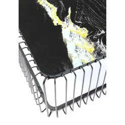 KARE Design Table Basse Wire Verre Marbre Noir 145X70Cm