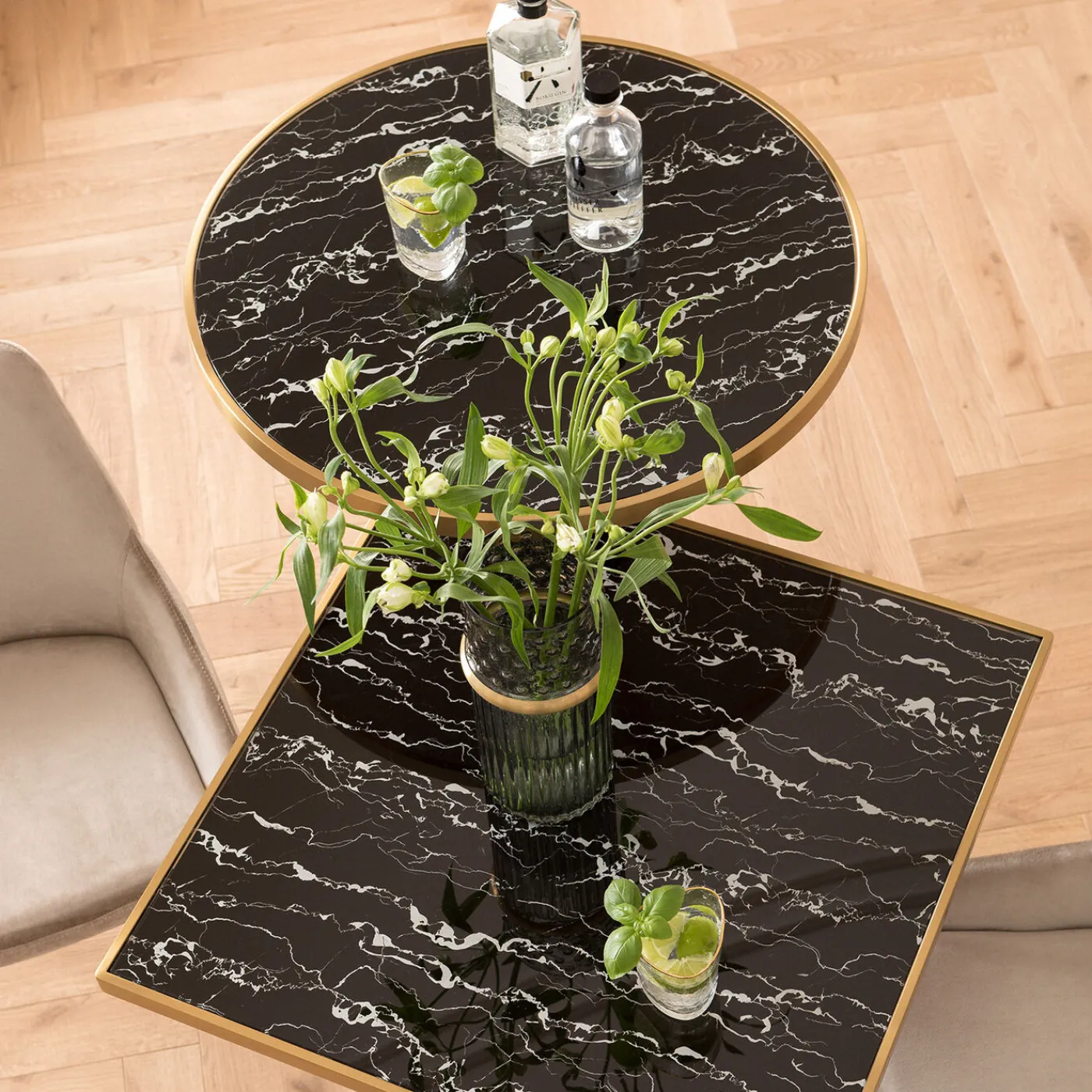 KARE Design Table Haute San Remo Noir Rond 100X70Cmo