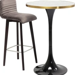 KARE Design Table Haute San Remo Noir Rond 100X70Cmo