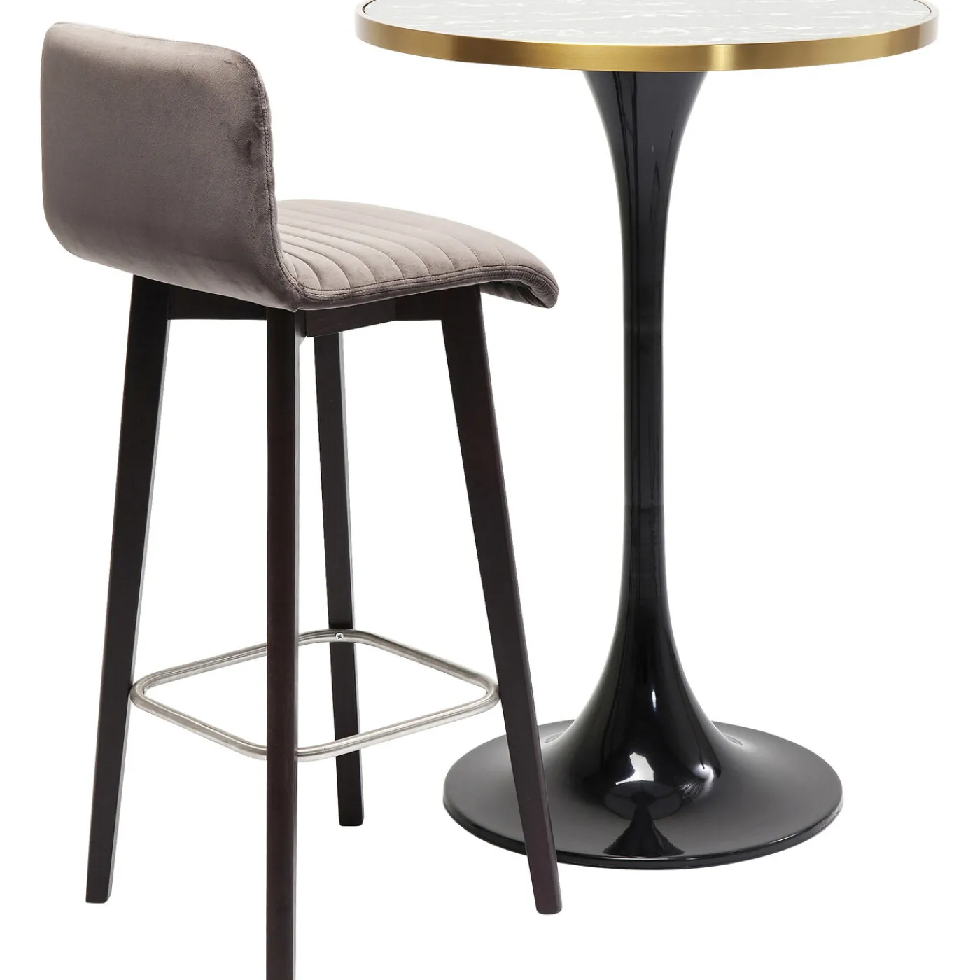 KARE Design Table Haute San Remo Noir Rond 100X70Cmo