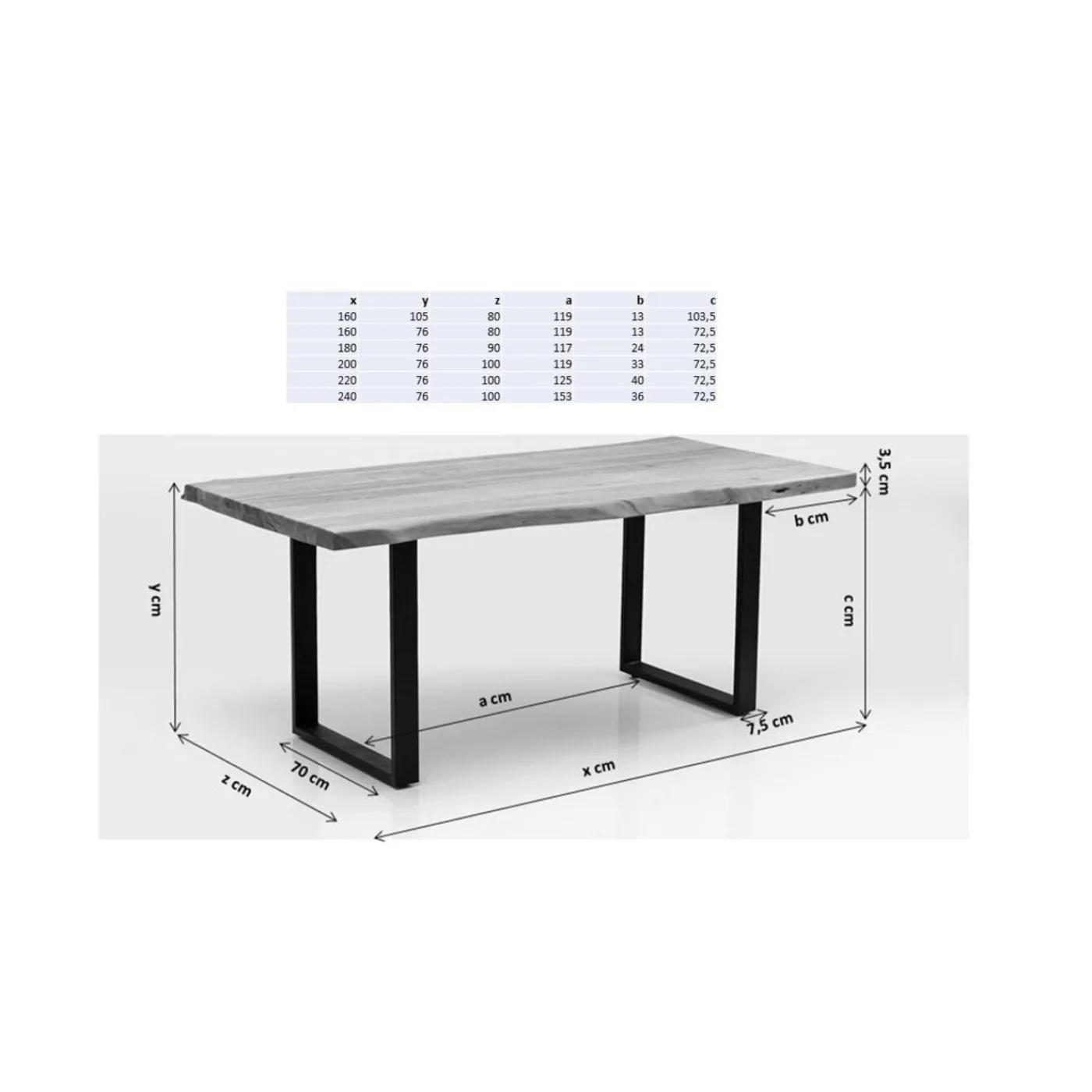 KARE Design Table Symphony Acier Brut 180X90