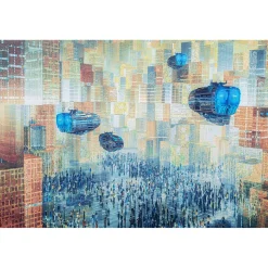 KARE Design Tableau En Verre 3D Future City 150X100Cm