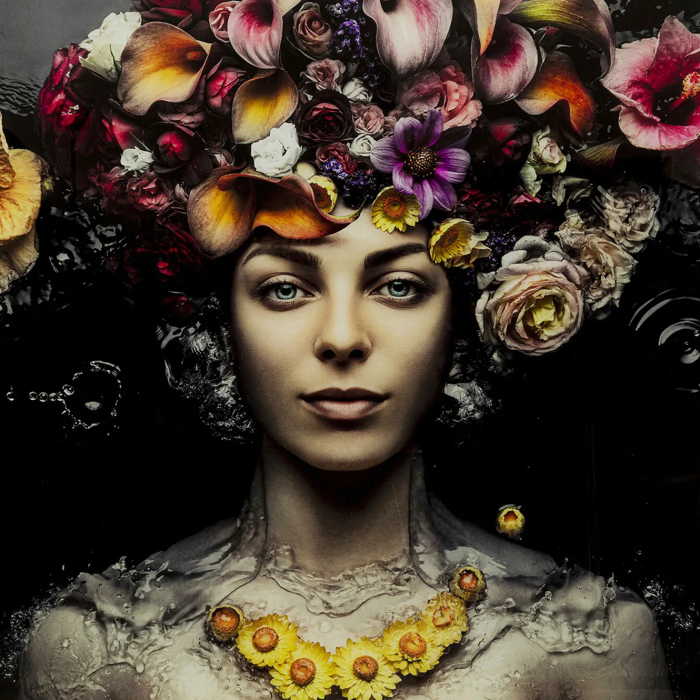 KARE Design Tableau En Verre Flower Art Lady 120X120Cm