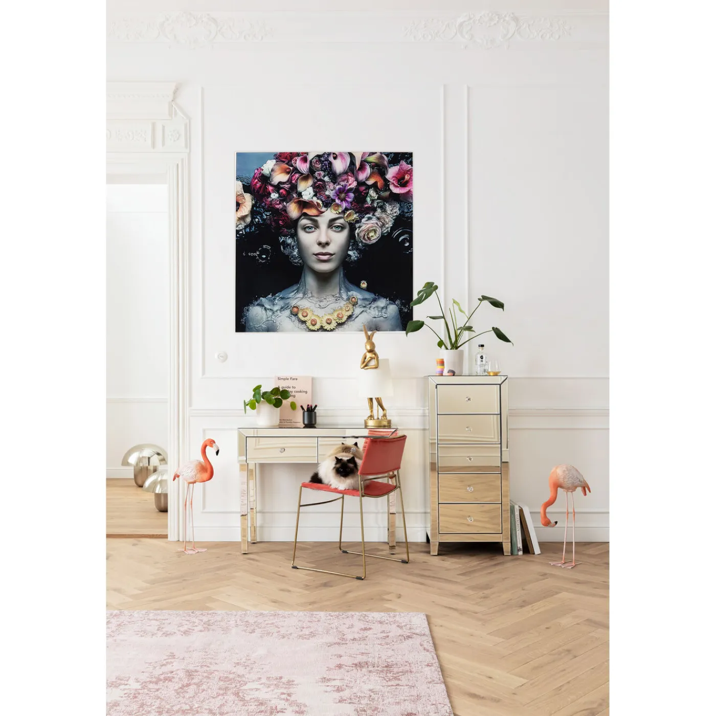 KARE Design Tableau En Verre Flower Art Lady 120X120Cm