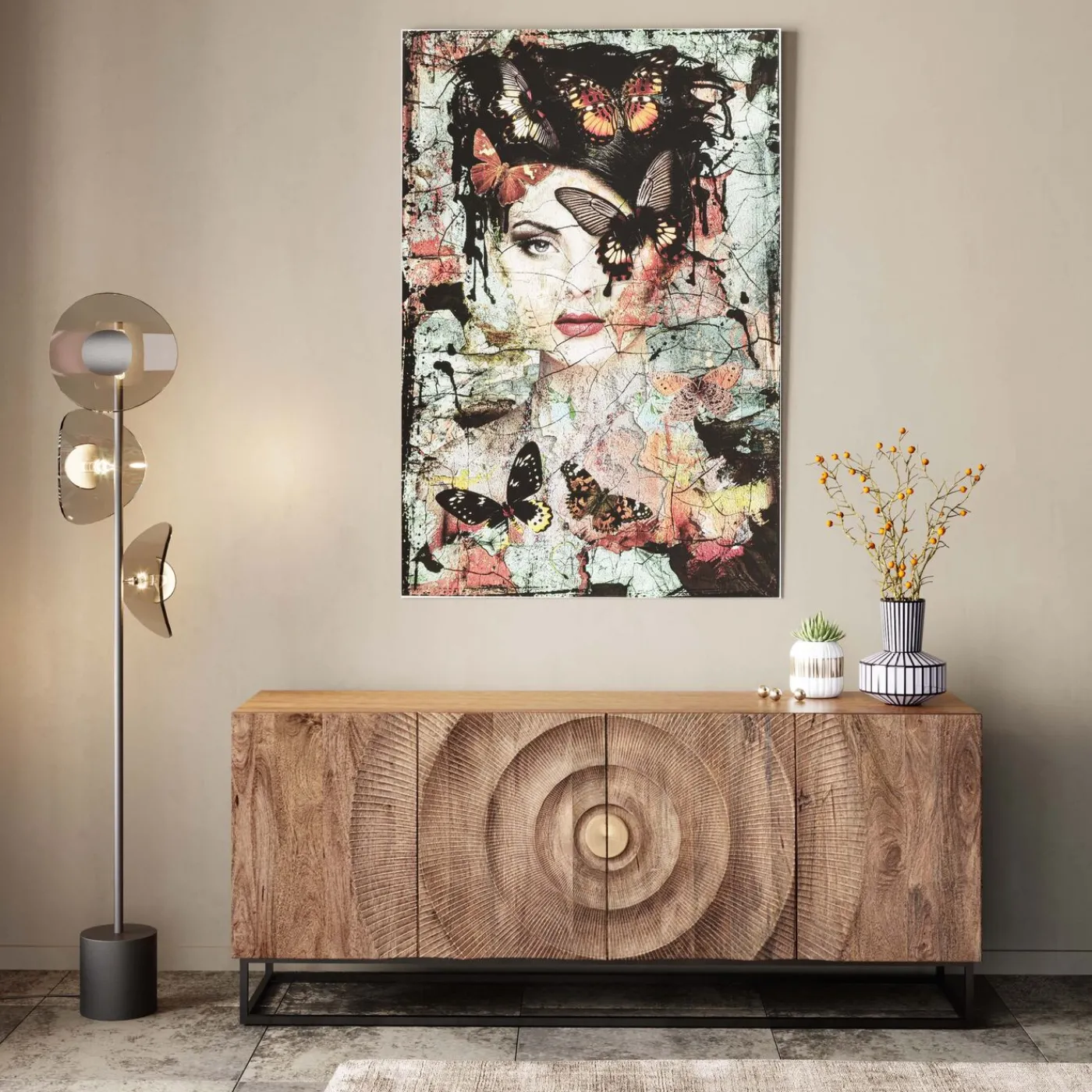 KARE Design Tableau En Verre Lady Butterfly 100X150Cm