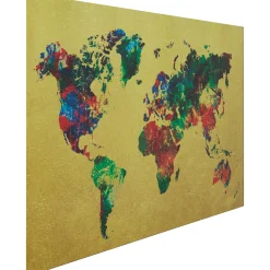 KARE Design Tableau En Verre Metallic Colourful Map 150X100Cm