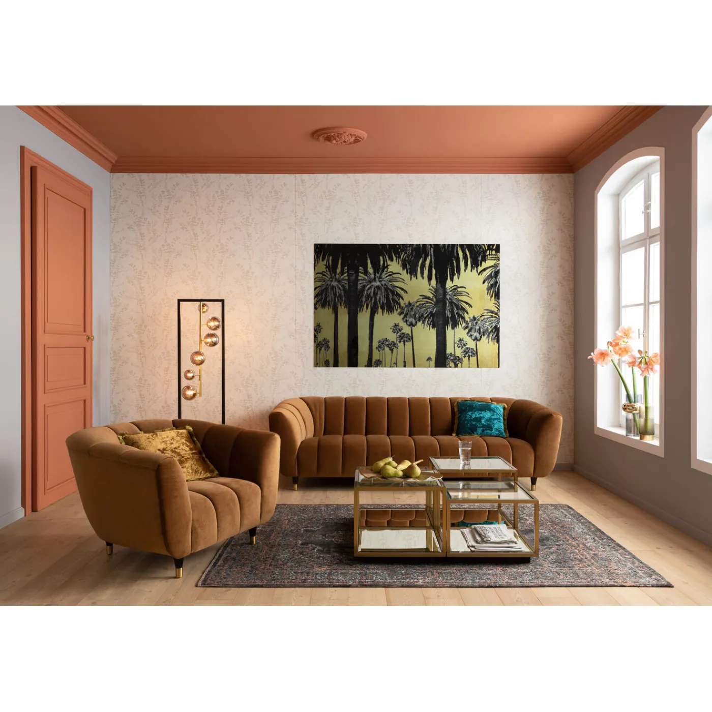 KARE Design Tableau En Verre Metallic Palms 180X120Cm