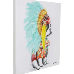 KARE Design Tableau Sur Toile Headdress Dog 80X80Cm