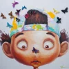 KARE Design Tableau Touched Boy With Butterflies 100X100Cm