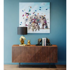 KARE Design Tableau Touched Elefants With Butterflies 120X120