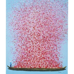 KARE Design Tableau Touched Flower Boat Bleu-Fuchsia 80X100Cm