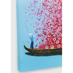 KARE Design Tableau Touched Flower Boat Bleu-Fuchsia 80X100Cm