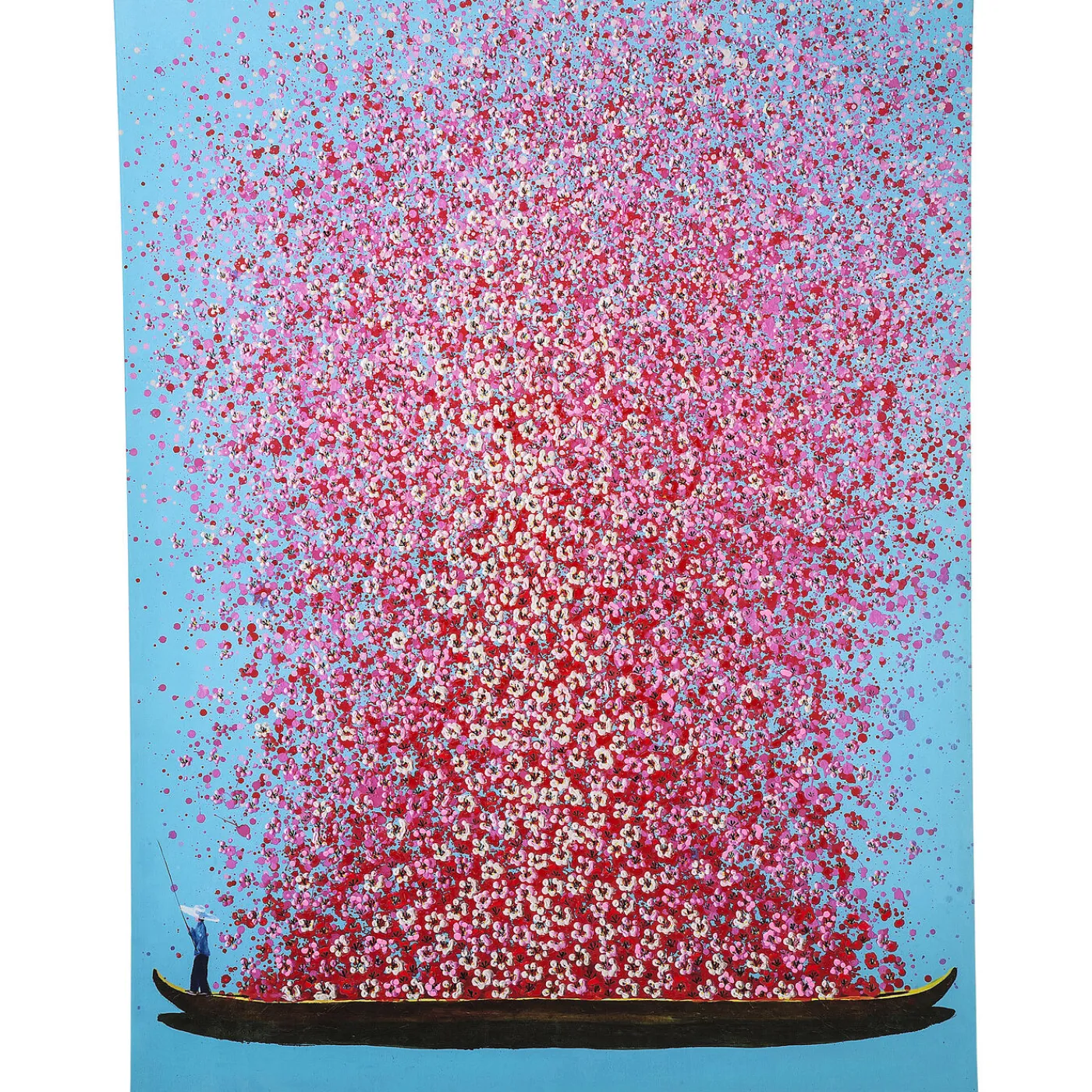 KARE Design Tableau Touched Flower Boat Bleu-Fuchsia 120X160Cm