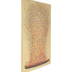 KARE Design Tableau Touched Flower Boat Dore-Rouge 80X100Cm