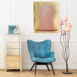 KARE Design Tableau Touched Flower Boat Dore-Fuchsia 80X100Cm