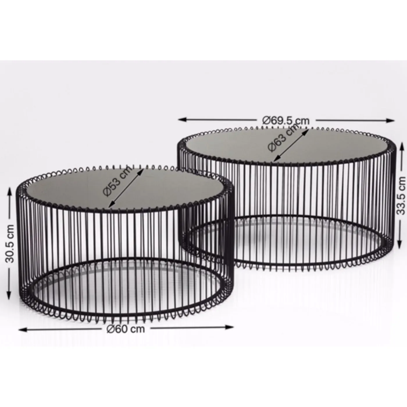 KARE Design Tables Basses Wire Noir (Set De 2)