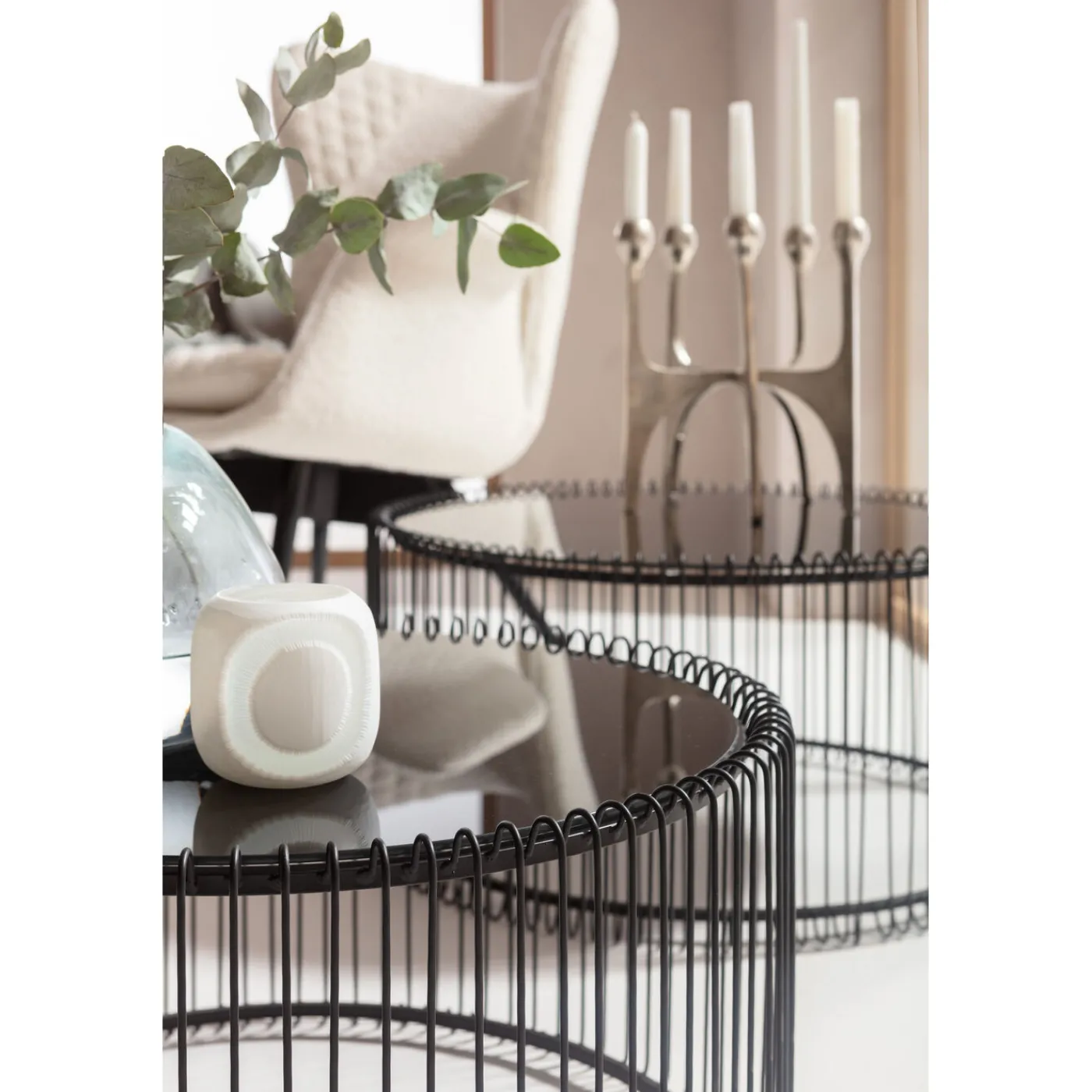 KARE Design Tables Basses Wire Noir (Set De 2)