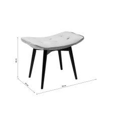 KARE Design Tabouret Black Vicky Velours Gris 46X59Cm