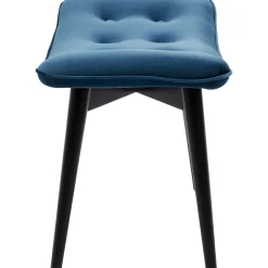 KARE Design Tabouret Black Vicky Velours Bleu Petrole 59X37Cm