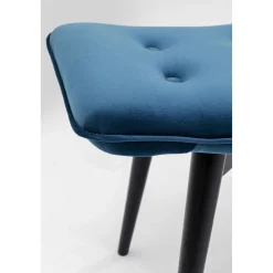 KARE Design Tabouret Black Vicky Velours Bleu Petrole 59X37Cm