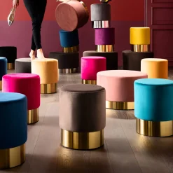 KARE Design Tabouret Cherry Vieux Rose Laiton O35Cm