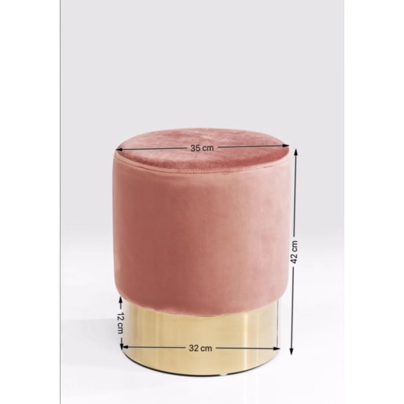 KARE Design Tabouret Cherry Vieux Rose Laiton O35Cm