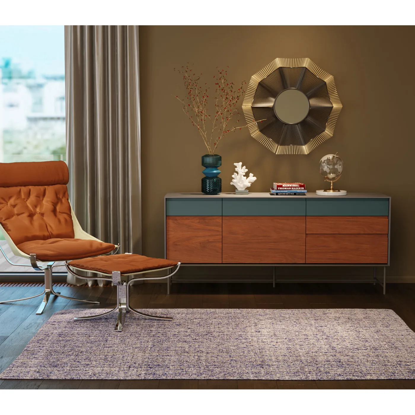 KARE Design Tapis Sketch Bleu 170X240Cm