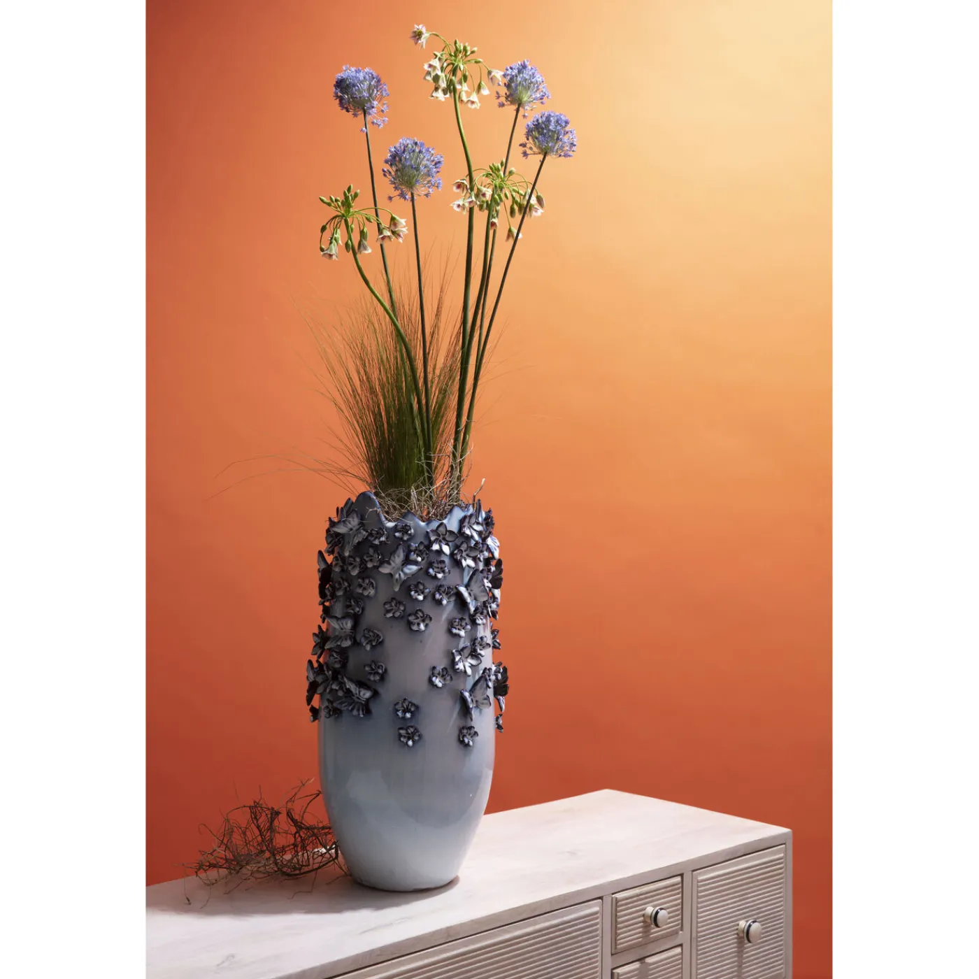 KARE Design Vase Butterflies Bleu Clair 50Cm