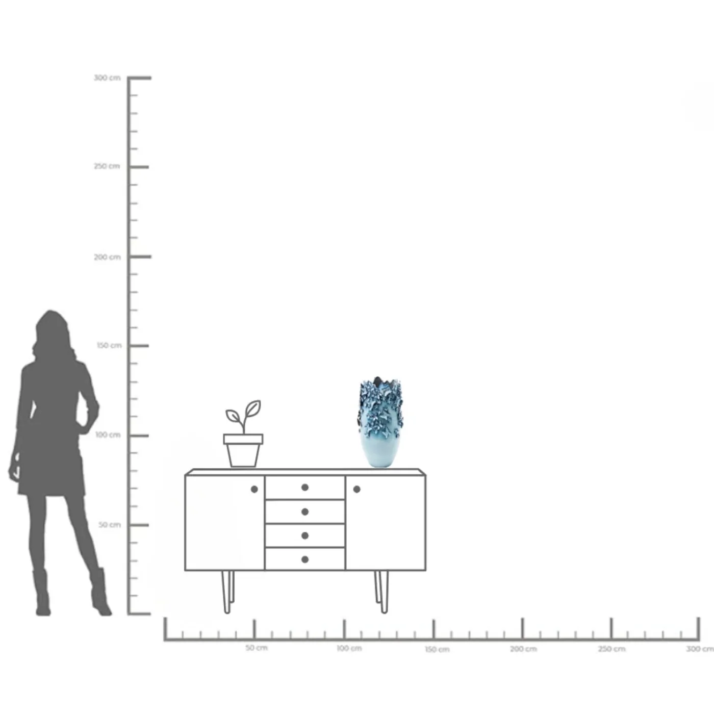 KARE Design Vase Butterflies Bleu Clair 50Cm