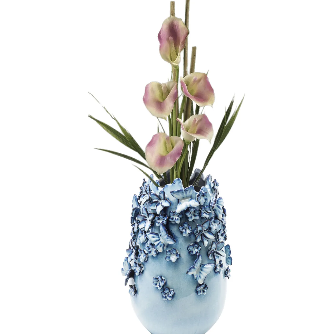 KARE Design Vase Butterflies Bleu Clair 35Cm