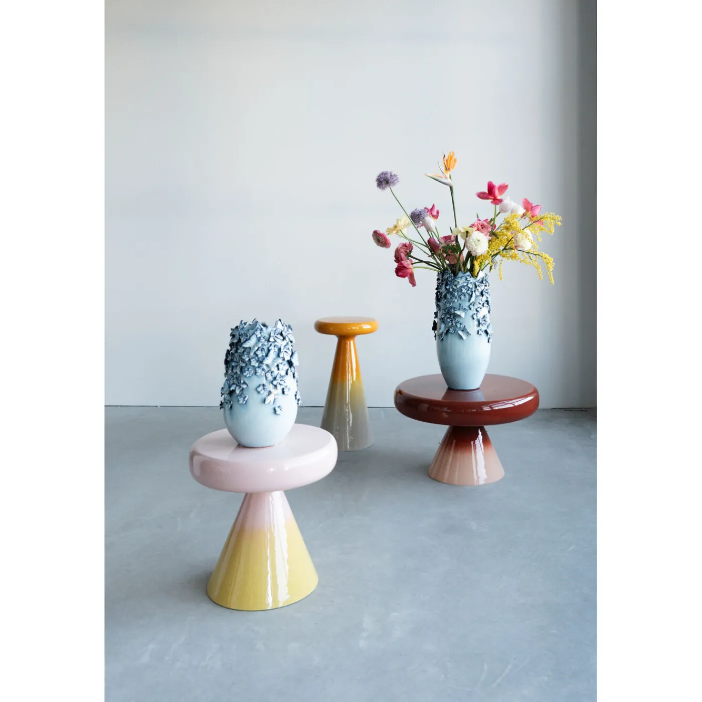 KARE Design Vase Butterflies Bleu Clair 35Cm